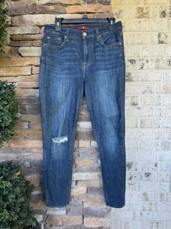 7 For All Mankind Denim - 7 For All Mankind Gwenevere High Waist Ankle Skinny Jeans Dark Wash Sz 28x27